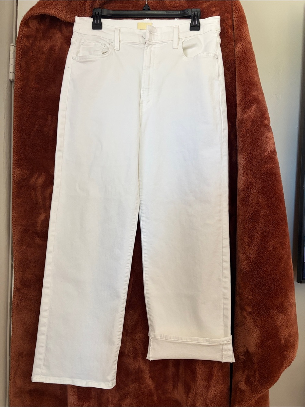 MOTHER White High-Rise Wide Leg Jeans